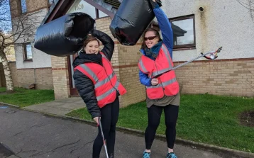Anna and Olivia litter picking